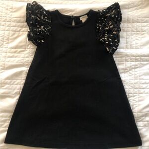 Crewcuts black and gold flecked flutter sleeve dress sz 4